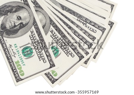 Dollars on a white background