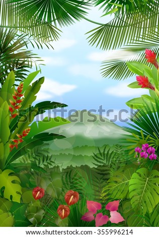 Mountains landscape of tropical background.vector