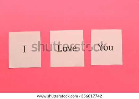 I love you message on pink background