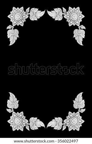decorative silver frame isolated on black background