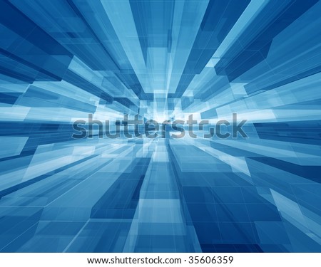 Concentric transparent blue cubes structural three dimensional dynamic background