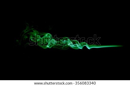 green smoke wave isolated on black