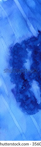 Abstract hand painted watercolor  bright colorful blue background pattern