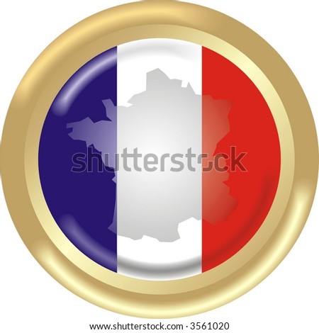 round gold medal with map and flag from France