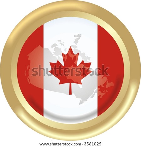 round gold medal with map and flag from Canada