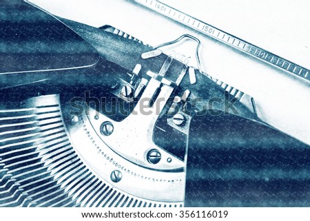 Vintage typewriter with shwwt of paper and printed 2016 digits. Closeup photography for blog and creative banners, or hero image. Symbol of blogging, writing, internet activity and creativity.