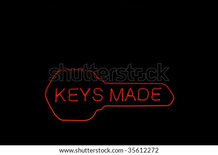 neon keys made sign with key shape