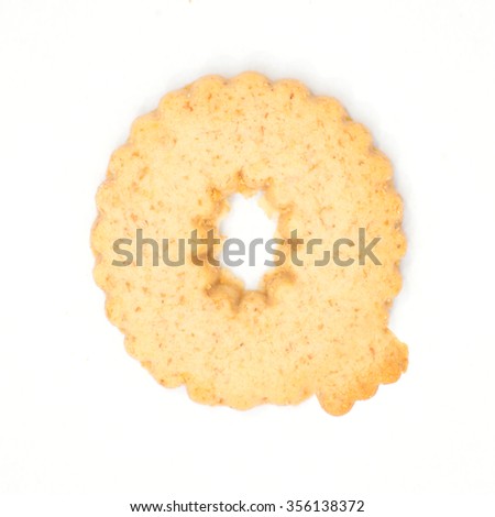 letter Q made of cracker cookie isolated on white background