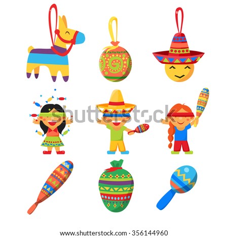 Colourful Indian Set. Cute Vector Illustration Collection