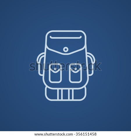 Backpack line icon for web, mobile and infographics. Vector light blue icon isolated on blue background.