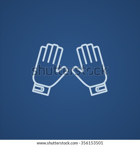 Motorcycle gloves line icon for web, mobile and infographics. Vector light blue icon isolated on blue background.