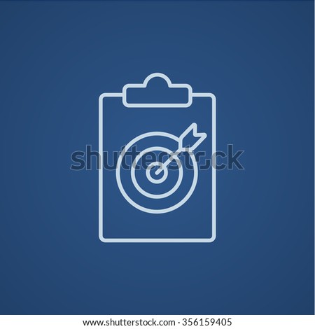 Target board and arrow line icon for web, mobile and infographics. Vector light blue icon isolated on blue background.