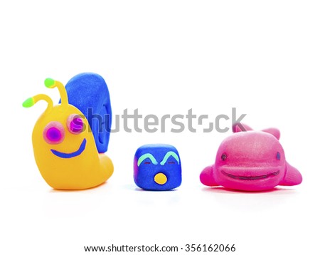 lovely colorful animal plasticine, clay model toy isolated on white background