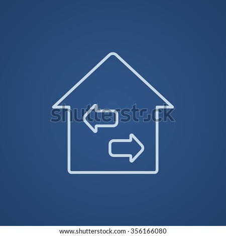 Property resale line icon for web, mobile and infographics. Vector light blue icon isolated on blue background.
