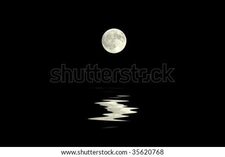 A full moon reflected in the dark sea