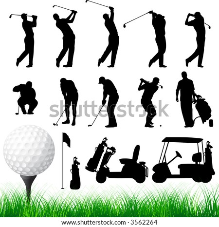 Vector Golfer Silhouettes.