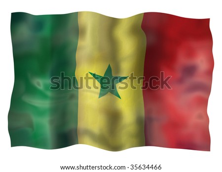 Vintage Flag of Senegal. Illustration over white background