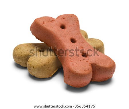 Two Biscuit Dog Bones Isolated on a White Background. Royalty-Free Stock Photo #356354195