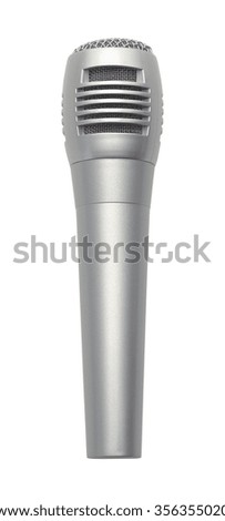Cut Out Microphone Front View Isolated on a White Background.