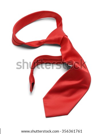 Mens Worn Messy Red Necktie Isolated on a White Background. Royalty-Free Stock Photo #356361761