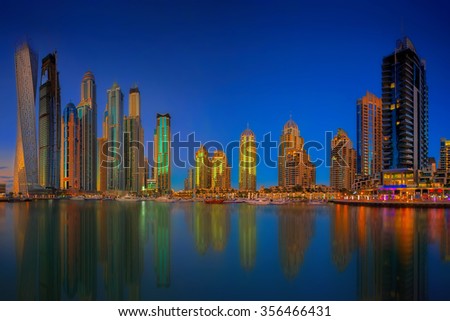 Skyline sunset picture shot at Dubai marina