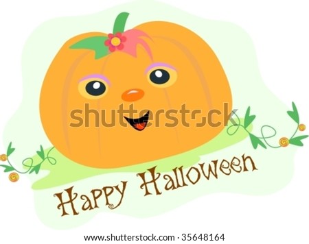 Happy Halloween Pumpkin in a Field Vector