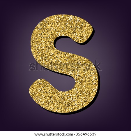 Gold font type letter S, uppercase. Victorian ABC element in .