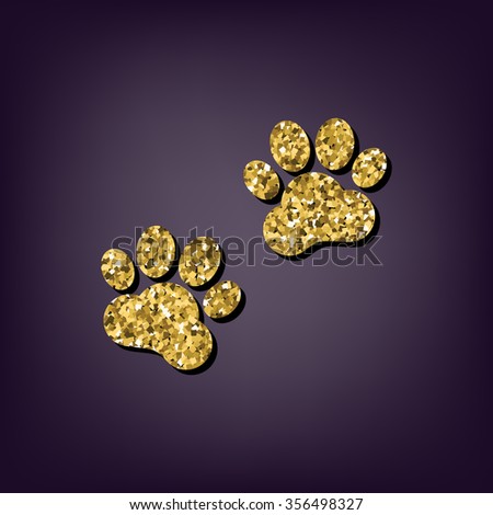 Animal Tracks illustration. Golden icon