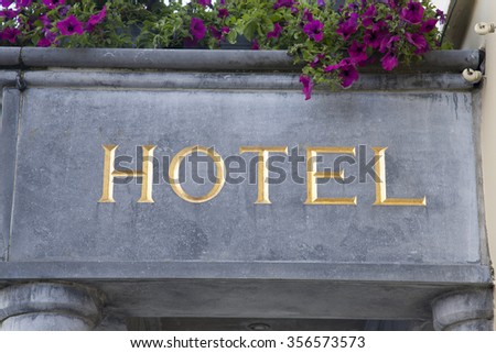 Hotel Sign on Building Facade
