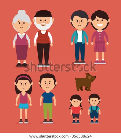 Family colorful cartoon graphic design, vector illustration