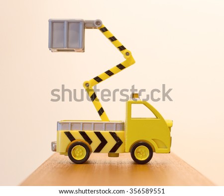 Old toy emergency truck isolated, childrens toy