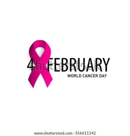 World Cancer Day. Carcinoma. Pink ribbon. 