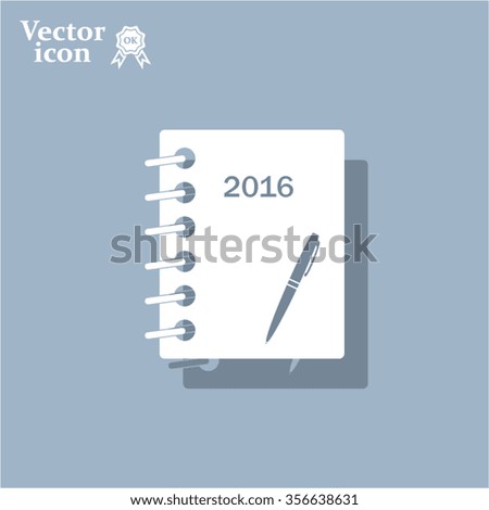 Diary 2016, vector stationary notebook