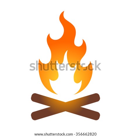Colorful campfire / bonfire vector icon for travel apps and websites