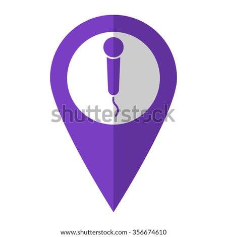 Microphone - vector icon;  violet map pointer
