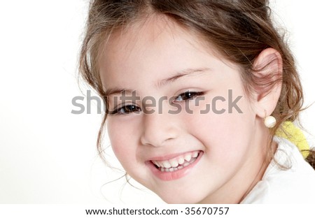  happy little girl  a on white background Royalty-Free Stock Photo #35670757