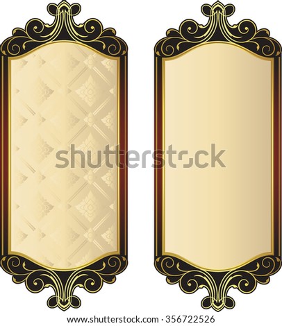 Vector vintage border frame engraving with retro ornament pattern in antique rococo style decorative design
