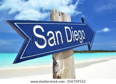 San Diego sign on the beach