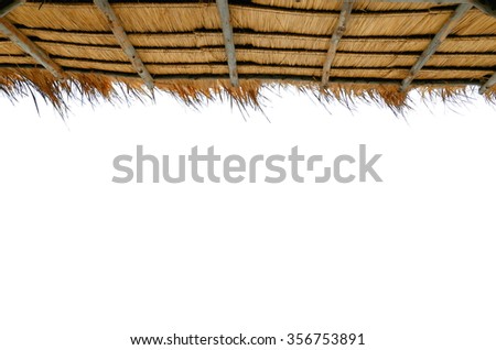 Grass or Thatch roof on white background cutout