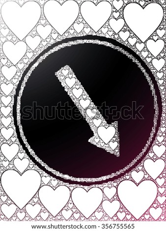 traffic sign illustration with hearts pattern together and pink and black gradient background vector print pattern. for fashion ad graphic design, t shirt print, poster, valentines with special day