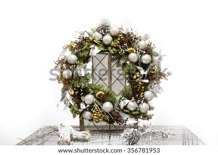 Christmas wreath isolated over white background
