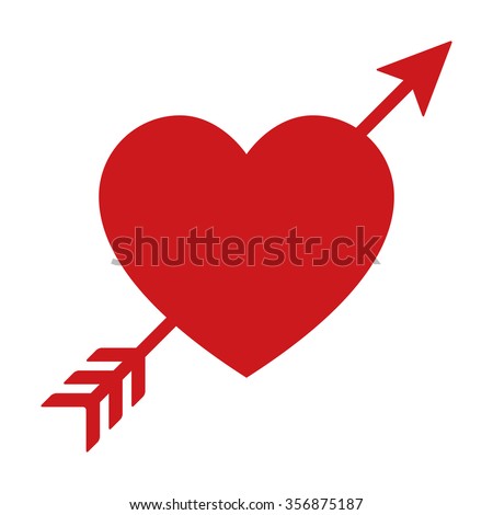 Lovestruck or arrow through heart flat vector icon for apps and websites