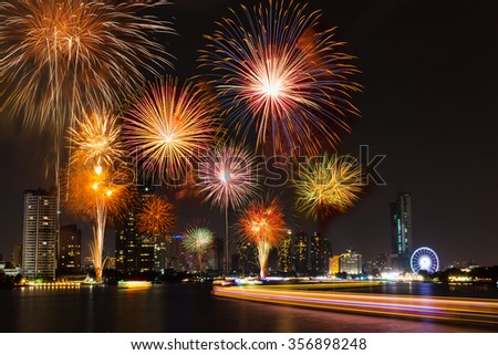 Celebration time in new year party 2016 at Asiatique the river front Bangkok Thailand.