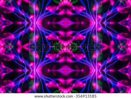Kaleidoscopic pattern of plasma lamp glowing 