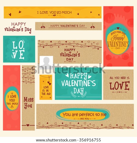 Creative social media post and header set for Happy Valentine's Day celebration.
