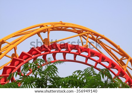 Roller coaster circular orbit, closeup of photo