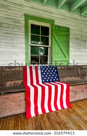 American flag on display at old homestead