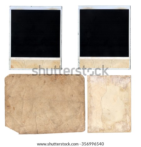 Old papers set isolated on white background with clipping path. Set of various old paper sheets. Vintage photo and book pages, cards, pieces isolated on white background with clipping path.