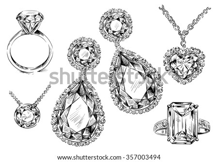 hand-drawn jewelry set Royalty-Free Stock Photo #357003494