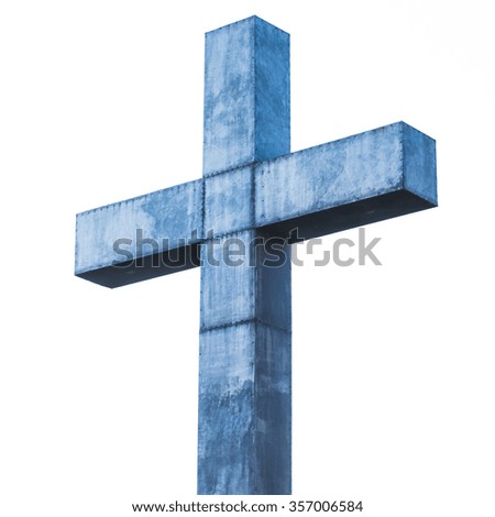 Blue Steel Cross with white background, North Italian Graveyard